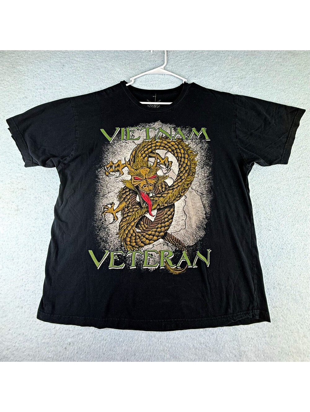 Imperial Vietnam Veteran Dragon Graphic Crew Neck Cotton Tee Black Men's XL